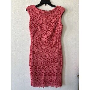 RALPH LAUREN Pink Cotton Lace Cap Sleeve Slim Silhouette Sheath Dress Sz 4